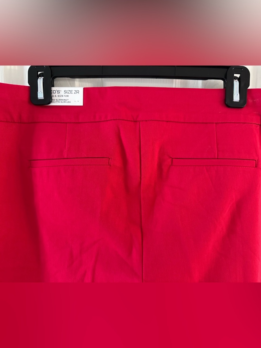 Chico’s So Slimming Brigitte Slim Leg Pants Red Ankle Beaded Hem Size 2R (12) - Picture 3 of 16